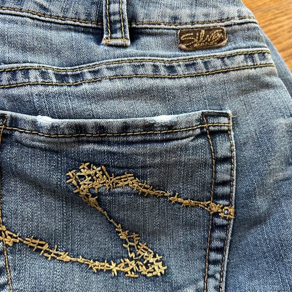 Silver Jeans Size 28x29 Suki Bootcut Flare Medium Wash Thick Stitch Mid-Rise - Picture 5 of 6